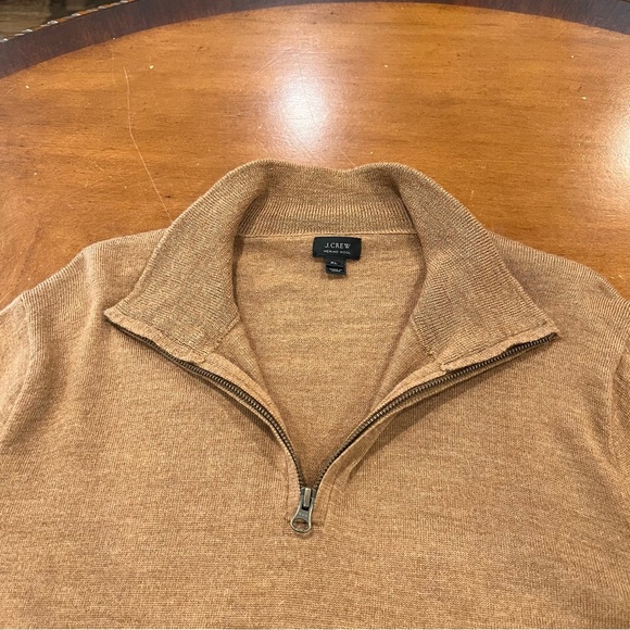 J.Crew Men’s 100% Merino Wool Quarter Zip Sweater Camel (Tan) XL fits like L - Picture 8 of 14